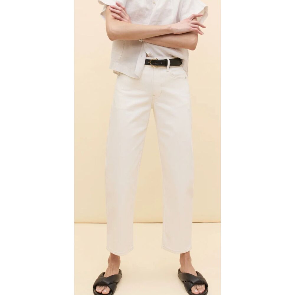 AYR The Knockout White Barrel Leg Jeans Size 27 Regular Organic Cotton